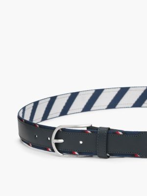 Мужской ремень Tommy Hilfiger Archive Round Buckle Leather Belt, цвет: Космический синий — фото 3