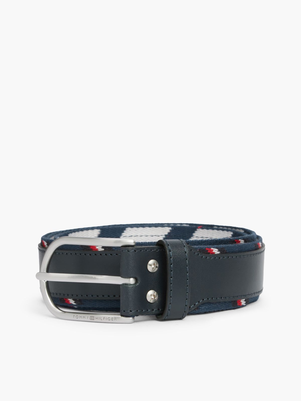Archive Round Buckle Leather Belt — Space Blue