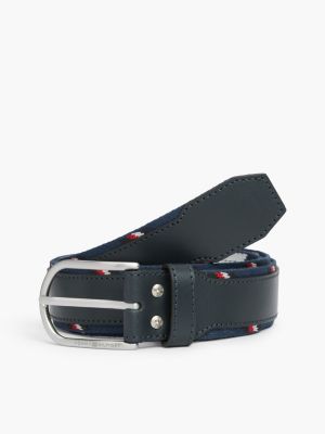 Archive Round Buckle Leather Belt, Space Blue