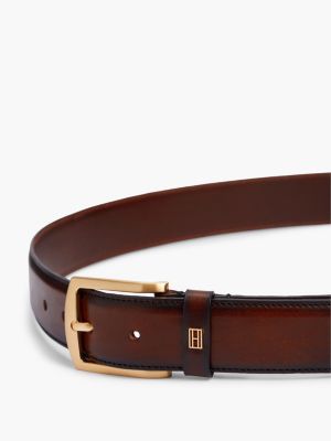Мужской ремень Tommy Hilfiger Square Buckle Burnished Leather Belt, цвет: Коричневый меланжевый — фото 3