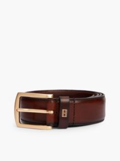 Square Buckle Burnished Leather Belt — Brown Heather 6