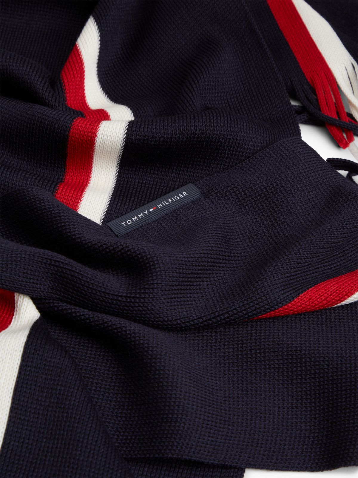 Signature Stripe Wool-Blend Scarf — Space Blue