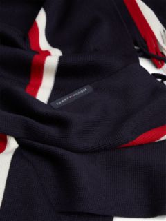 Signature Stripe Wool-Blend Scarf — Space Blue 2
