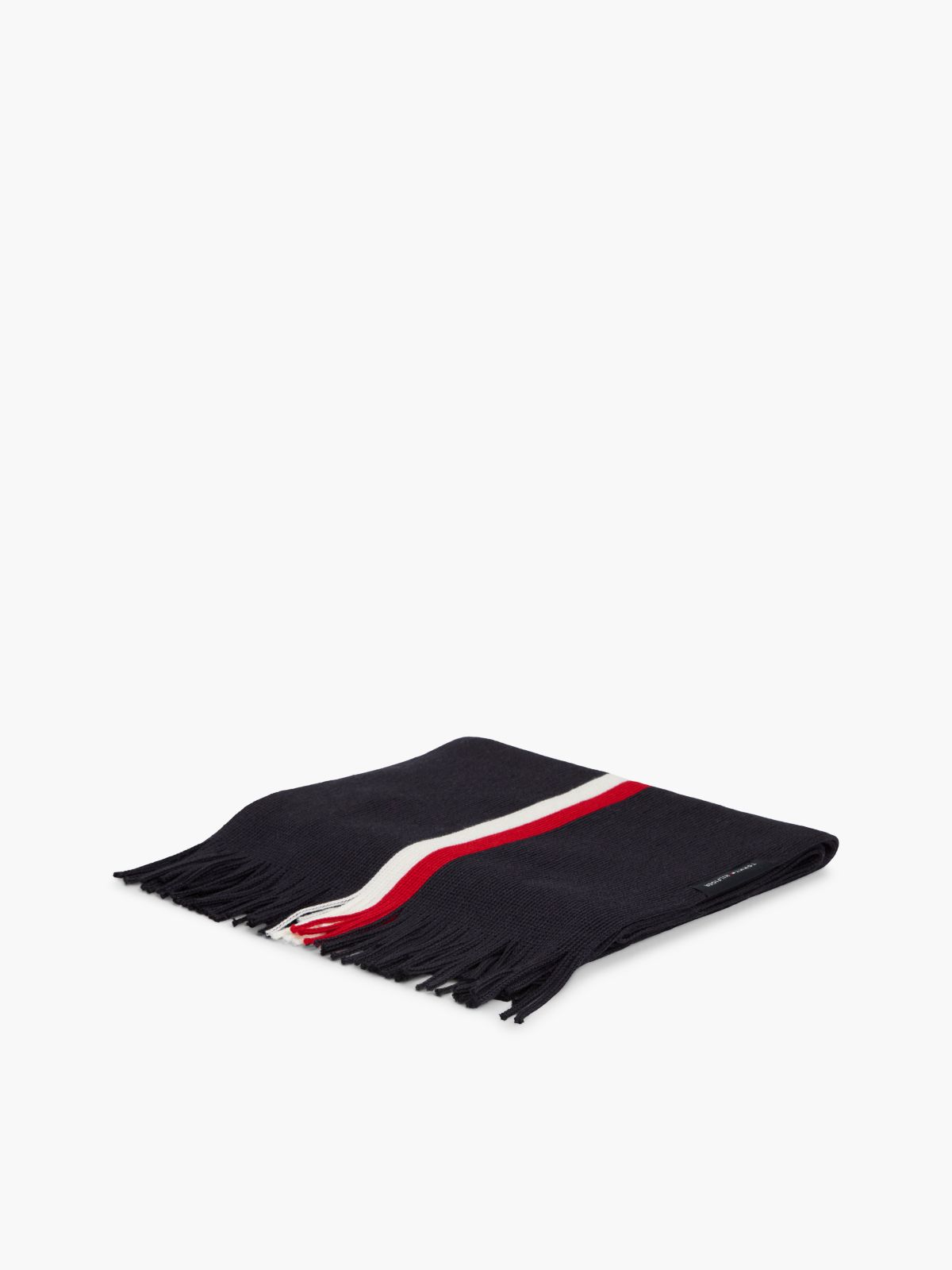 Signature Stripe Wool-Blend Scarf — Space Blue
