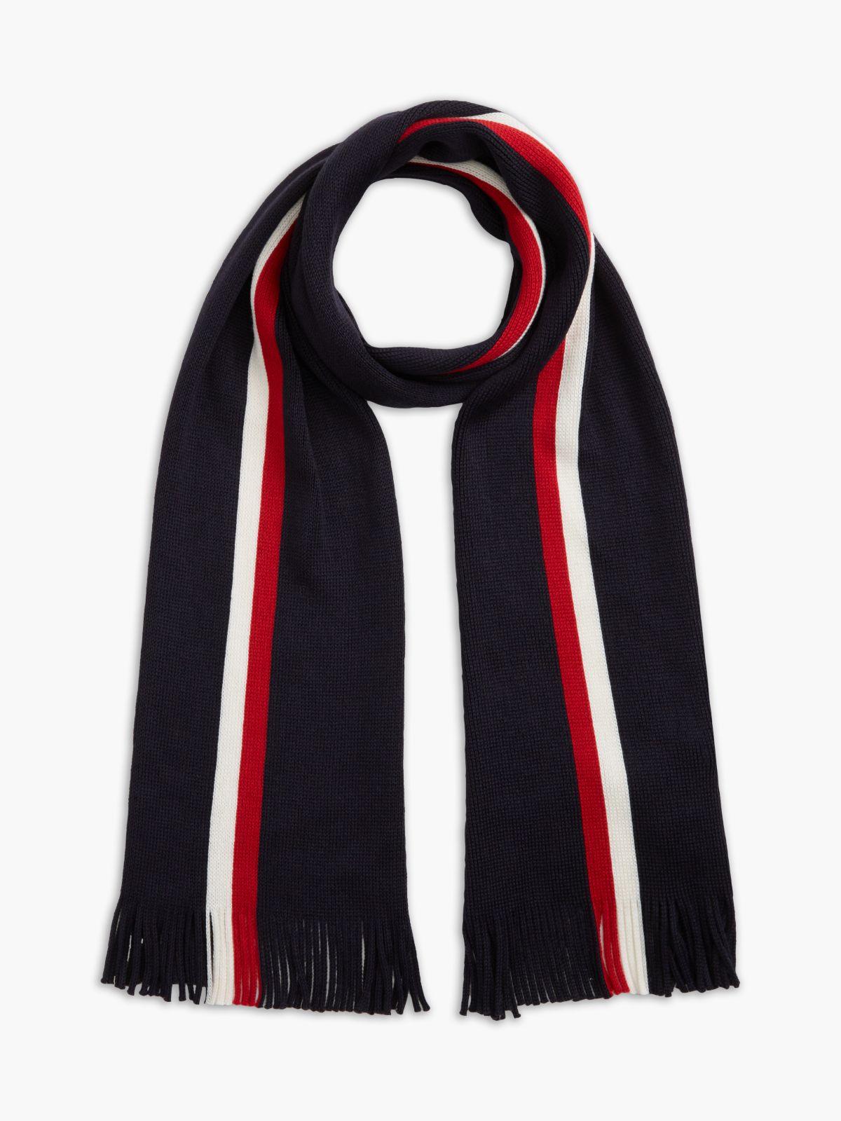 Signature Stripe Wool-Blend Scarf — Space Blue