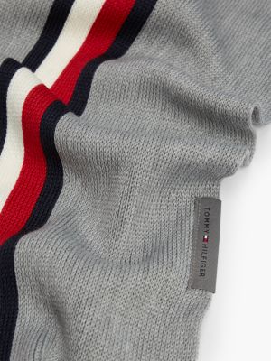 Мужской шарф Tommy Hilfiger Signature Stripe Wool-Blend, цвет: Средний серый меланжевый — фото 2