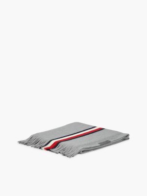 Мужской шарф Tommy Hilfiger Signature Stripe Wool-Blend, цвет: Средний серый меланжевый — фото 3