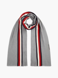 Signature Stripe Wool-Blend Scarf — Medium Grey Heather 1