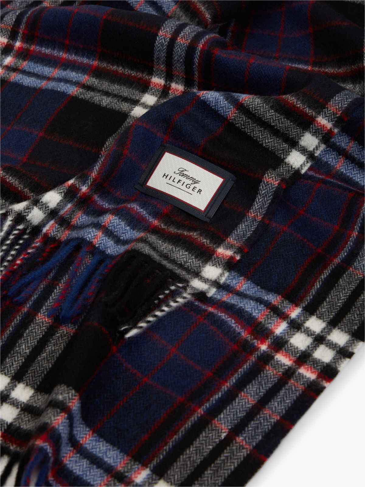 Plaid Wool Scarf — Black Check