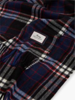 Plaid Wool Scarf — Black Check 2