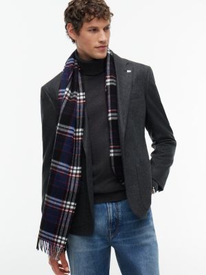 Мужской шарф Tommy Hilfiger Plaid Wool, цвет: Чёрный клетчатый — фото 4