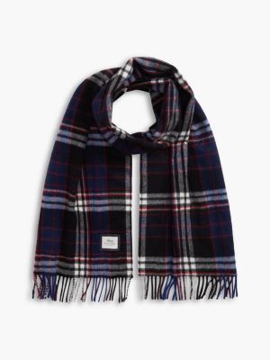 Plaid Wool Scarf, Black Check