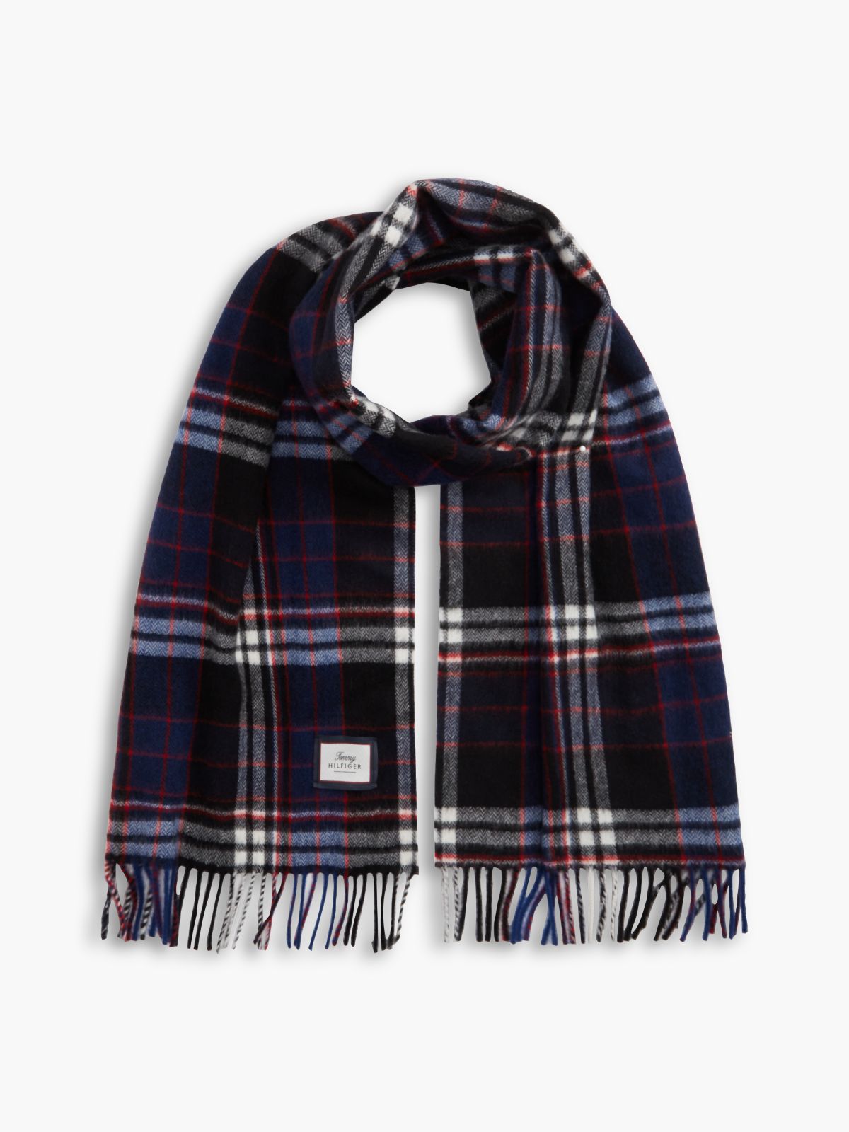 Plaid Wool Scarf — Black Check