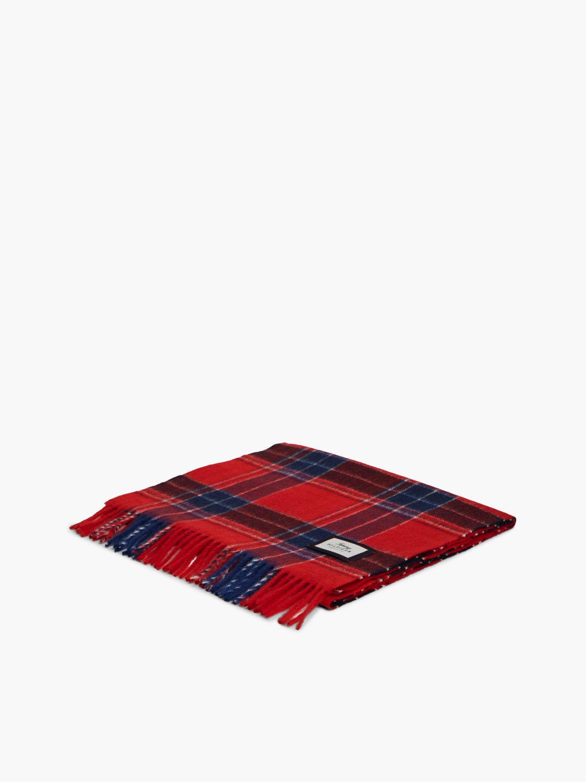 Plaid Wool Scarf — Medium Red Check