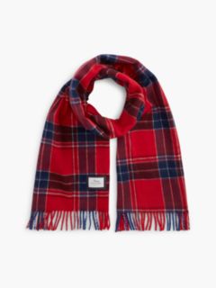 Plaid Wool Scarf — Medium Red Check 1