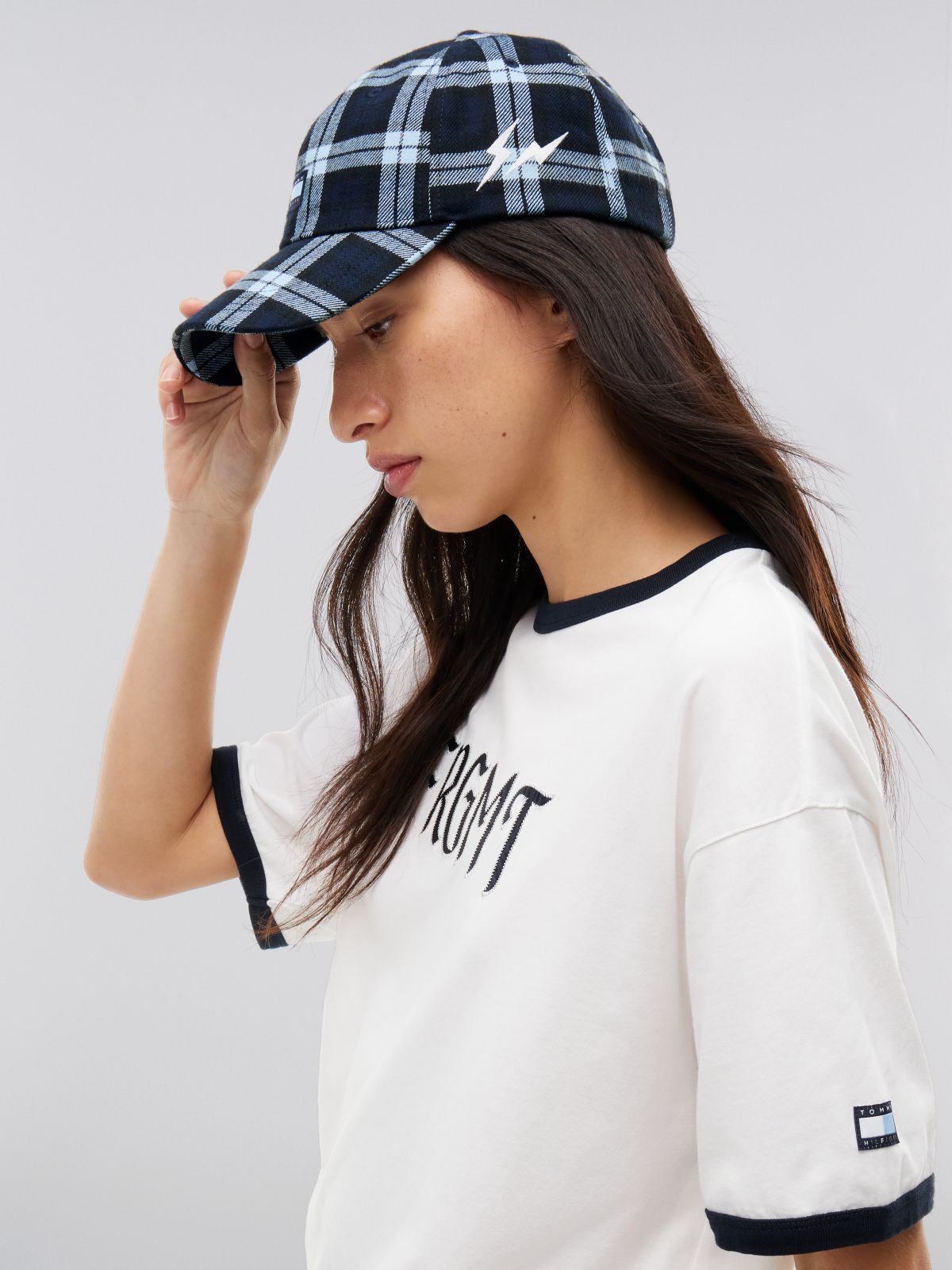 Tommy Hilfiger x FRGMT Plaid Baseball Cap — Navy Blue Check