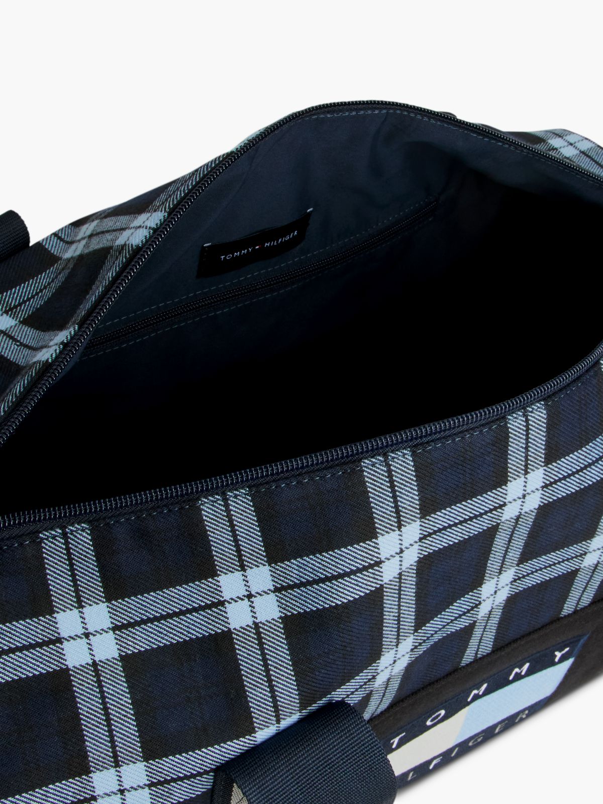 Tommy Hilfiger x FRGMT Plaid Duffel Bag — Navy Blue Check