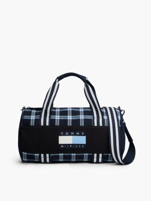 Tommy Hilfiger x FRGMT Plaid Duffel Bag, Navy Blue Check