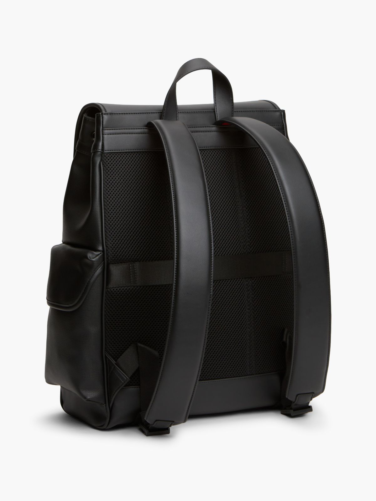 Textured Flap Backpack — Black