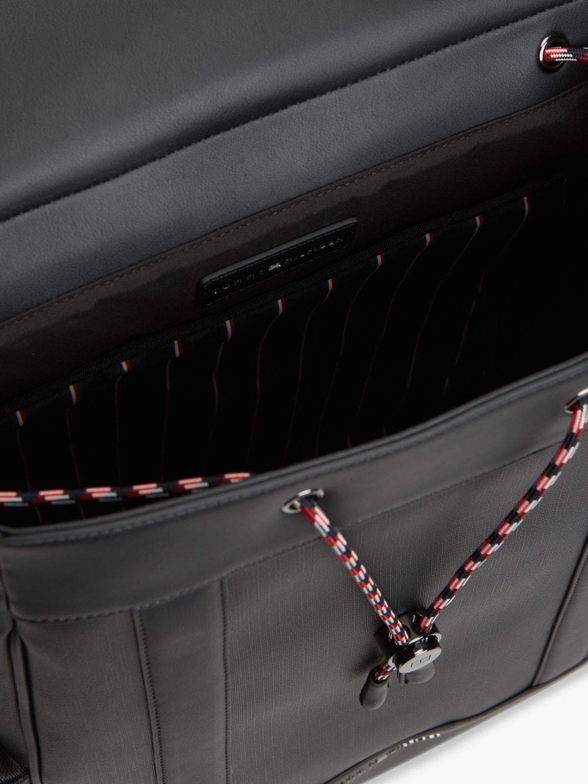 Textured Flap Backpack — Black