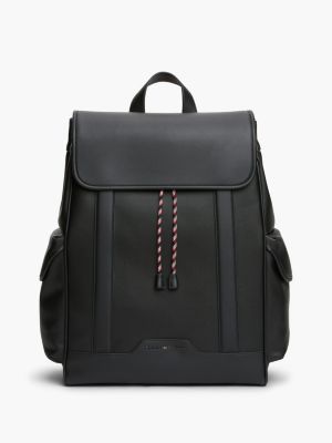 Textured Flap Backpack, Black