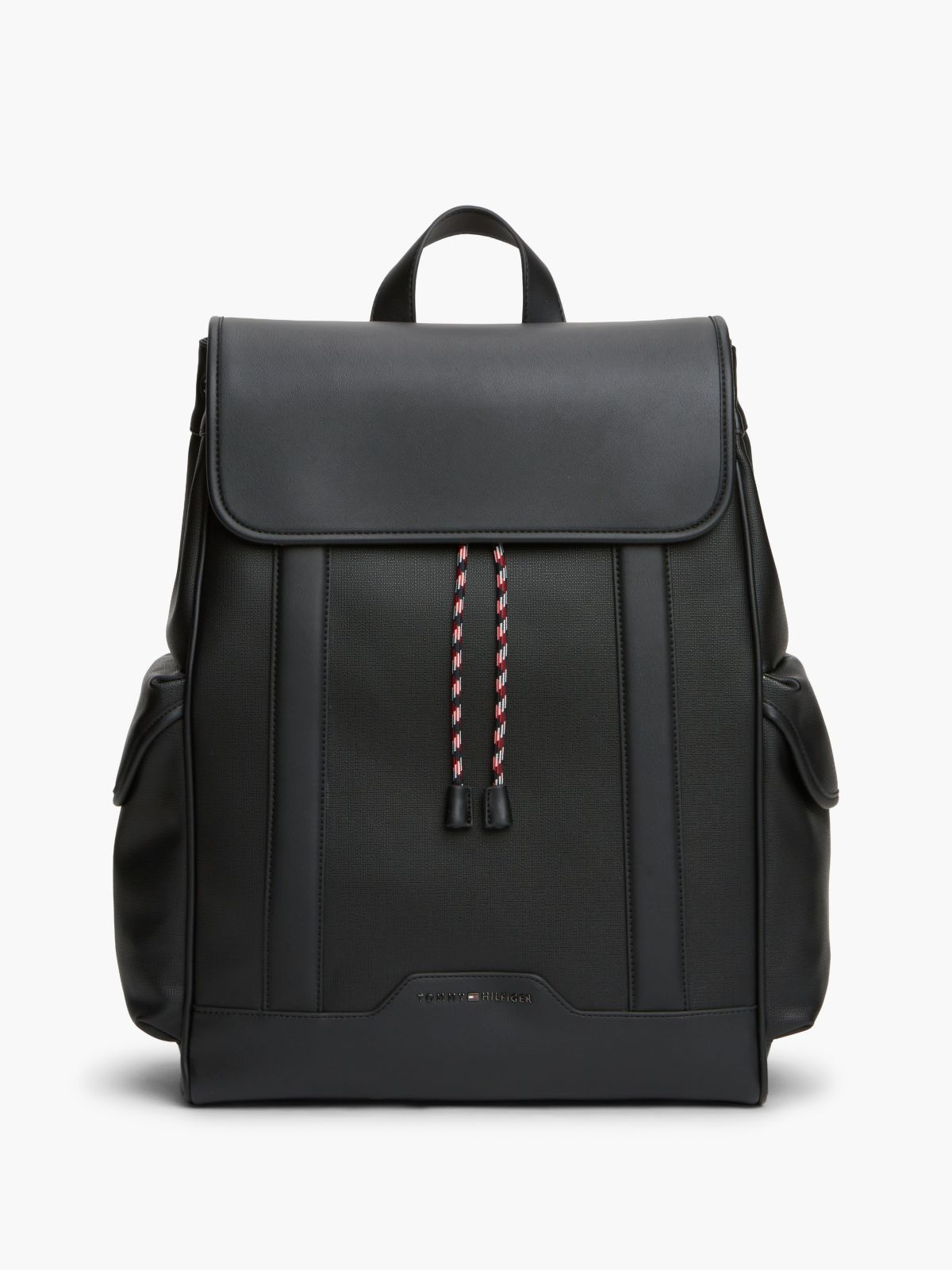 Textured Flap Backpack — Black