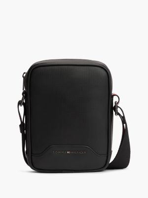Textured Mini Reporter Bag, Black