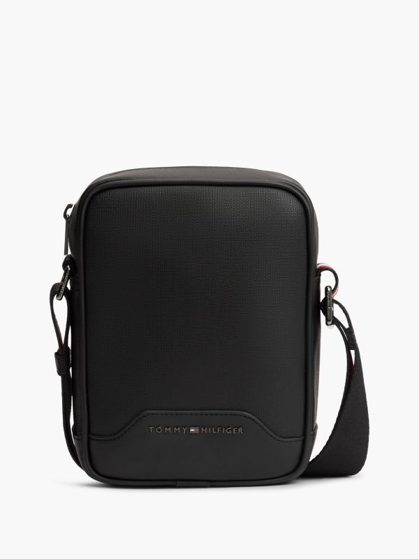 Textured Mini Reporter Bag — Black