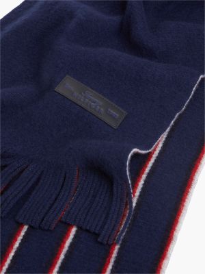 Мужской шарф Tommy Hilfiger Solid & Striped Reversible Wool, цвет: Тёмно-синий — фото 2