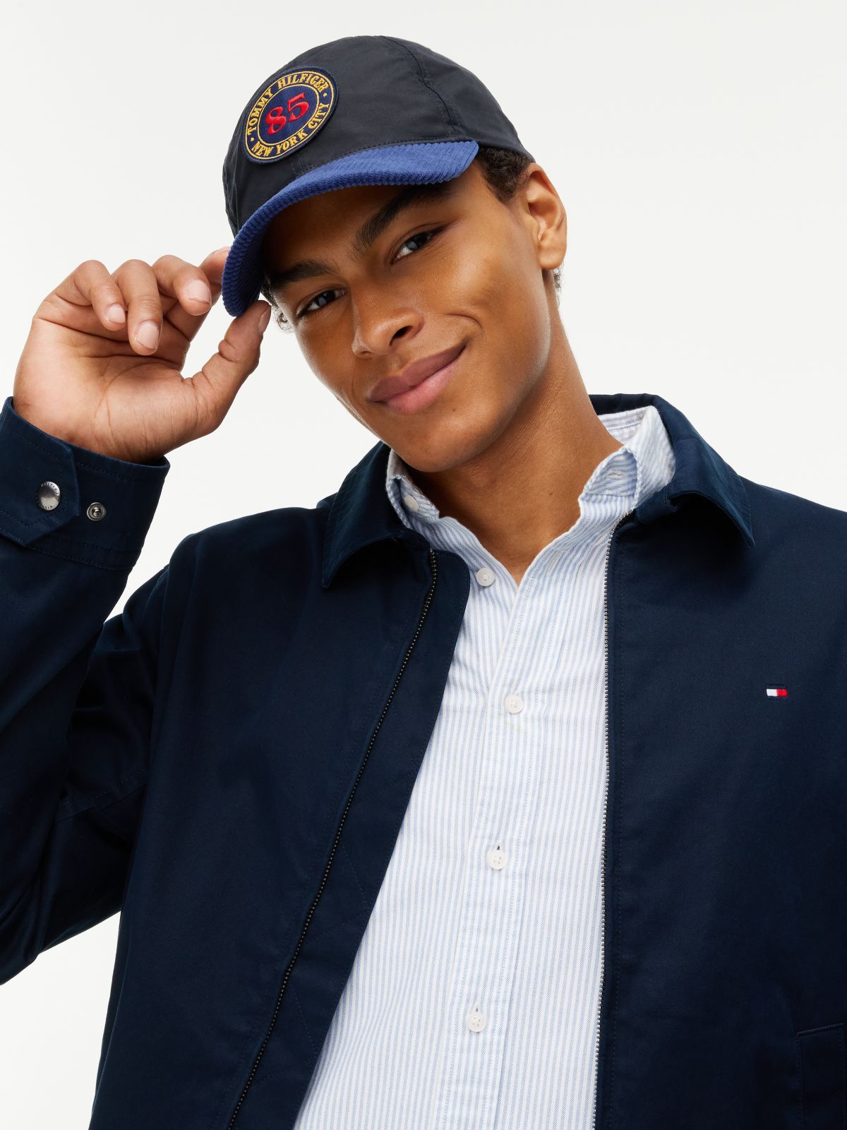 Mixed-Media Waxed Baseball Cap — Space Blue / Preppy Navy