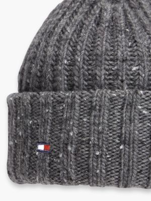 Мужская шапка Tommy Hilfiger Donegal Wool-Blend Beanie, цвет: Средний серый меланжевый — фото 3