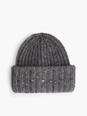 Мужская шапка Tommy Hilfiger Donegal Wool-Blend Beanie, цвет: Средний серый меланжевый — фото 1