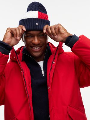 Мужская шапка Tommy Hilfiger Colorblock Cable Knit Wool-Blend Beanie, цвет: Космический синий — фото 4
