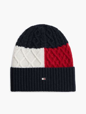 Мужская шапка Tommy Hilfiger Colorblock Cable Knit Wool-Blend Beanie, цвет: Космический синий — фото 1