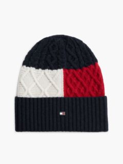 Colorblock Cable Knit Wool-Blend Beanie — Space Blue 1