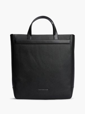 Pebbled Leather Tote Bag, Black