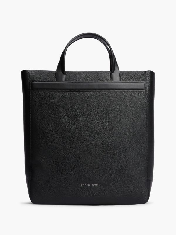 Pebbled Leather Tote Bag — Black