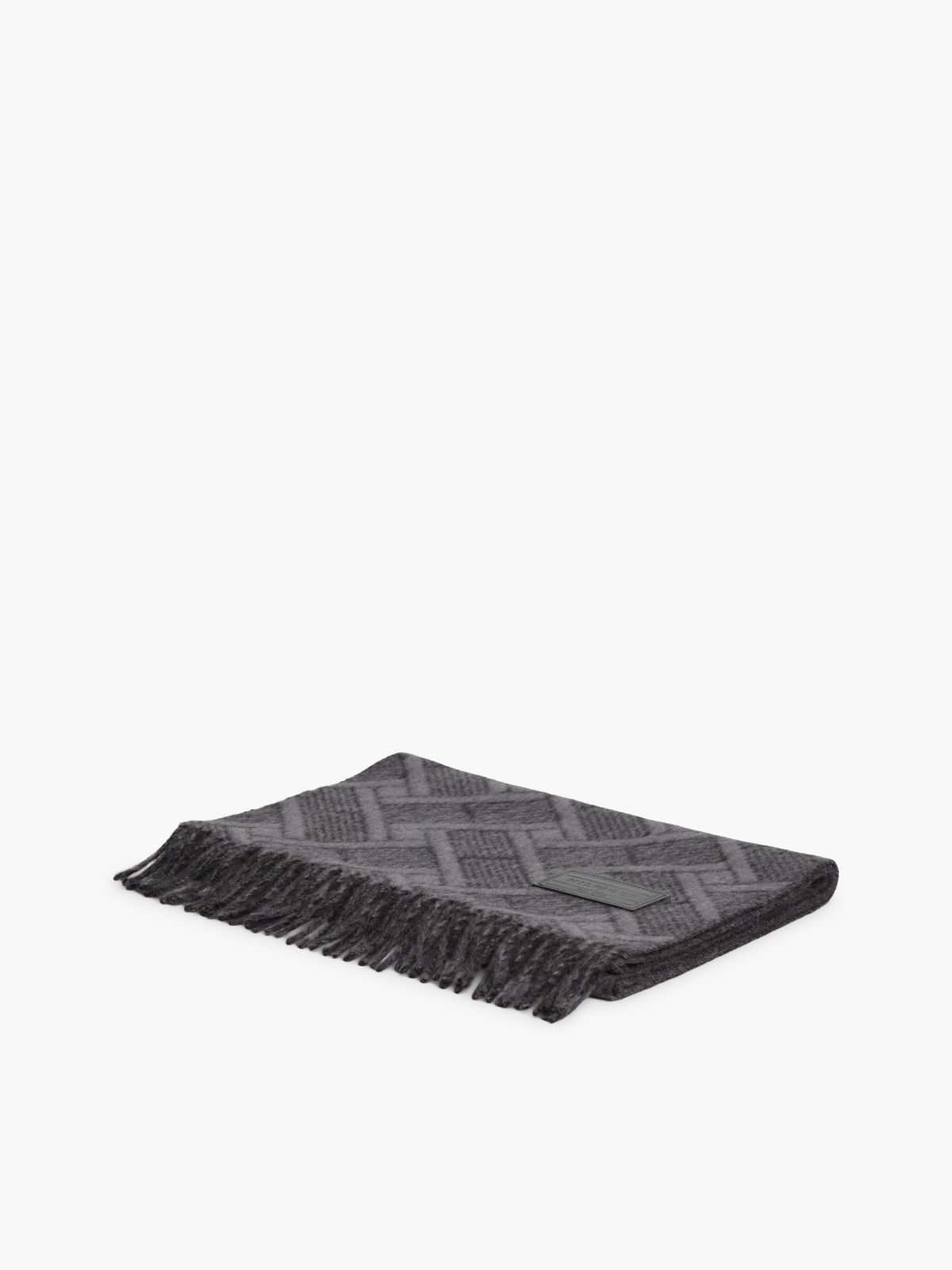 Allover Jacquard Flag Logo Wool Scarf — Black