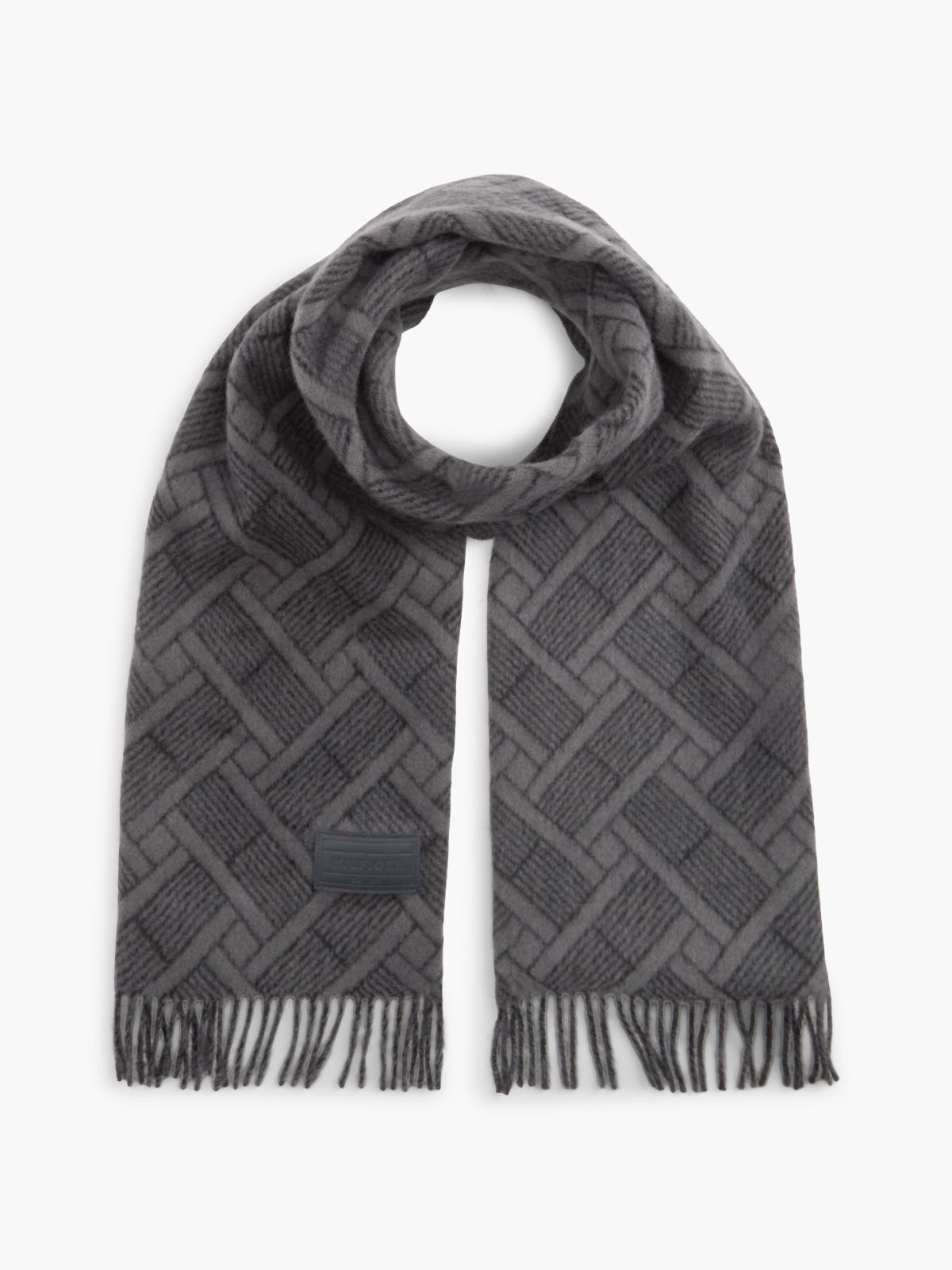 Allover Jacquard Flag Logo Wool Scarf — Black