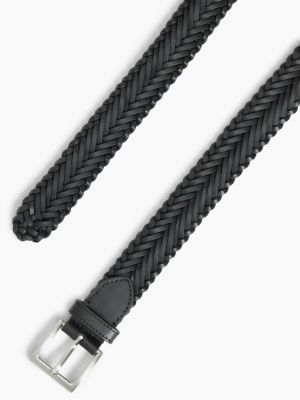 Мужской ремень Tommy Hilfiger Square Buckle Woven Leather Belt, цвет: Чёрный — фото 2