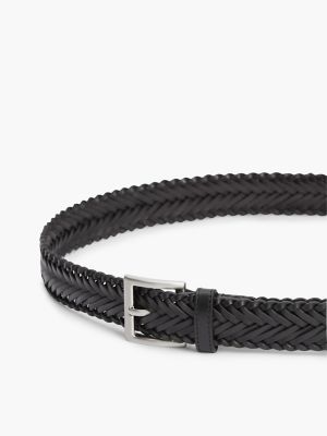 Мужской ремень Tommy Hilfiger Square Buckle Woven Leather Belt, цвет: Чёрный — фото 3