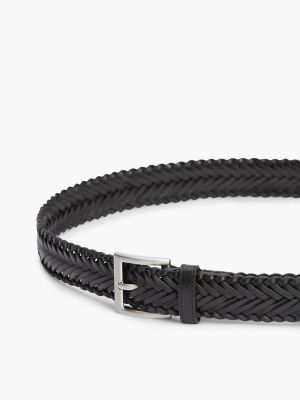 Мужской ремень Tommy Hilfiger Square Buckle Woven Leather Belt, цвет: Чёрный — фото 5