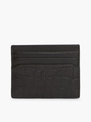 Мужской кошелёк Tommy Hilfiger Croc-Embossed Leather Card Holder, цвет: Чёрный — фото 2