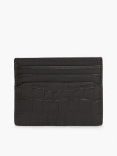 Croc-Embossed Leather Card Holder — Black 2