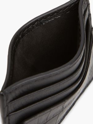 Мужской кошелёк Tommy Hilfiger Croc-Embossed Leather Card Holder, цвет: Чёрный — фото 3