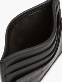 Croc-Embossed Leather Card Holder — Black 3