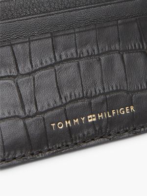 Мужской кошелёк Tommy Hilfiger Croc-Embossed Leather Card Holder, цвет: Чёрный — фото 4