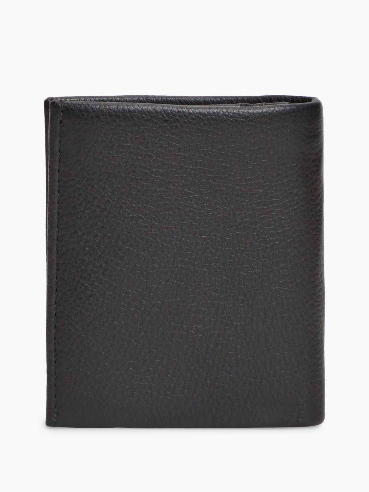 Pebbled Leather Trifold Wallet — Black