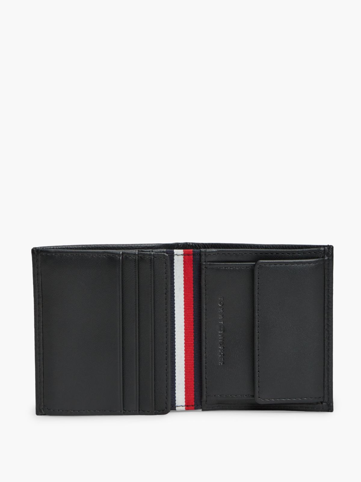 Pebbled Leather Trifold Wallet — Black