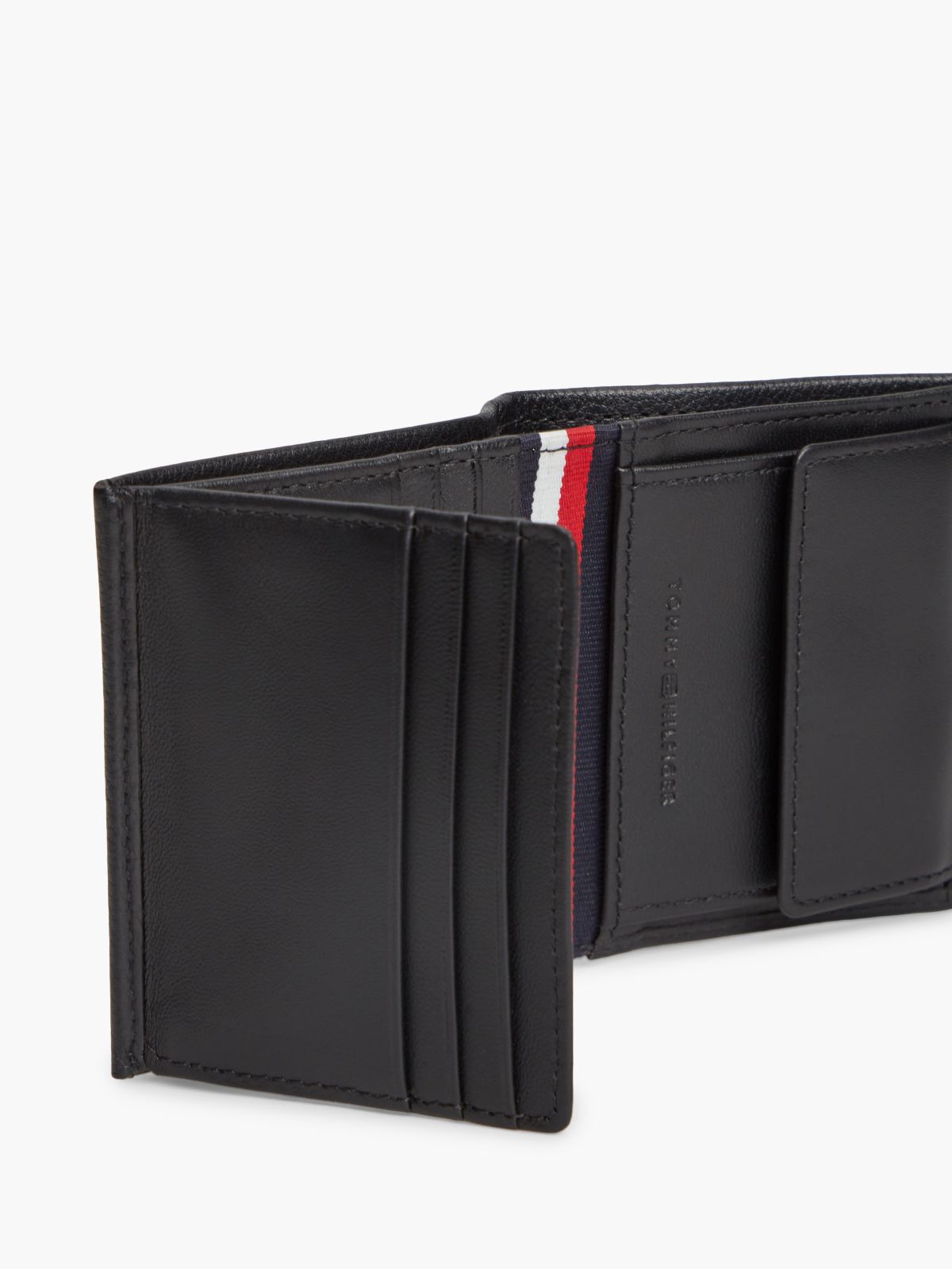 Pebbled Leather Trifold Wallet — Black